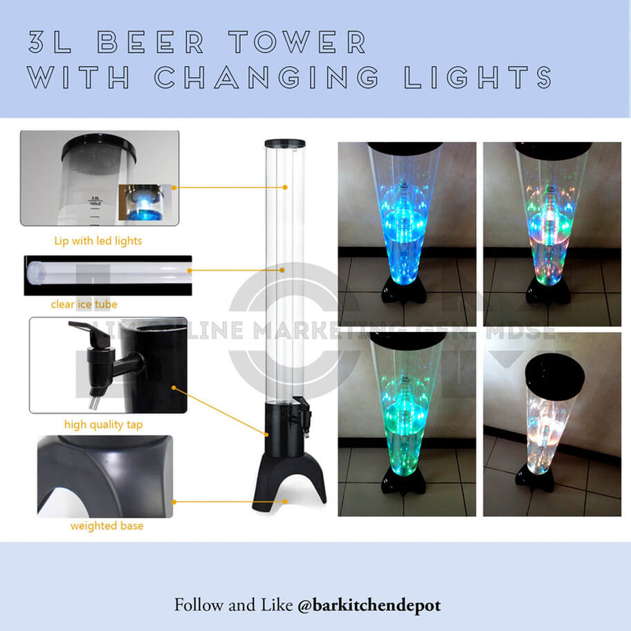 3L Draft Beer Tower Dispenser with LED Lights